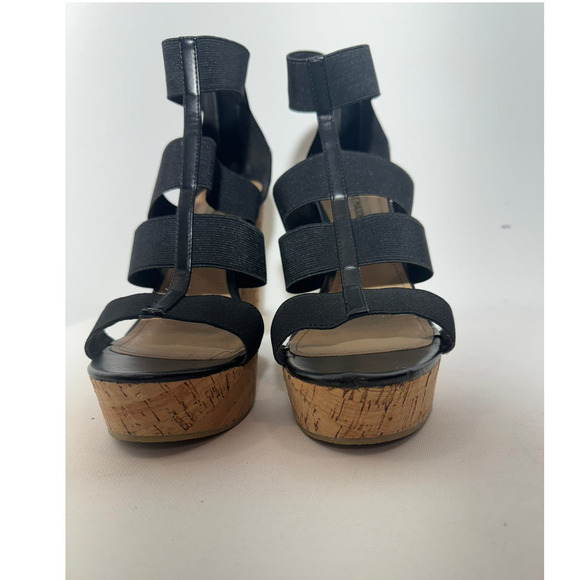 Steve Madden Wedge Platform Sandals Black Heels - SIZE 10.5 - Picture 6 of 6